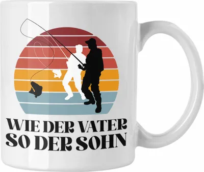 Produktbild von Trendation - Angler Tasse Geschenk Männer Sohn Spruch Lustig für Fischer Geschenkidee Angeln Becher (Weiß)
