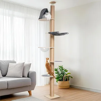 Image de Arbre à chat - Maison pour chat - Meuble pour chat - Griffoir - Poteau d'escalade - Réglable, 280-300 cm