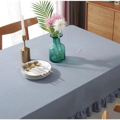Immagine prodotto di Tovaglia in cotone, stile rustico, con balze, colore grigio, 130x180 cm