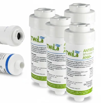 Produktbild von 4x TWaLa Duschfilter Weiss Wasserfilter gegen Kalk/Chlor Shower filter AWF-SWR-P