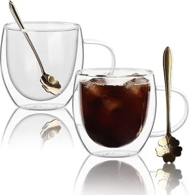 Image de Lot de 2 mugs isothermes, résistants à la chaleur, transparents