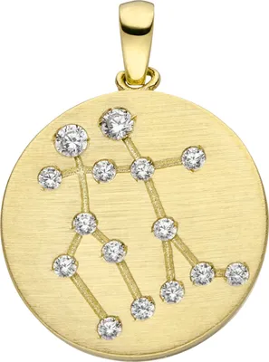 Produktbild von JOBO Anhänger Sternzeichen Zwilling 333 Gold Gelbgold matt 15 Zirkonia Goldanhäng