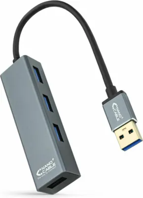 Produktbild von 4-Port USB Hub NANOCABLE 10.16.4402 USB 3.0 Grau