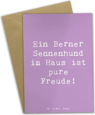 Produktbild von Mr. & Mrs. Panda Klappkarte Spruch Berner Sennenhund Freude - Lavendeltraum - Geschenk, einladungskarten, Hunderassen Pflege, Glückwunschkarte, osterkarten, Charakter