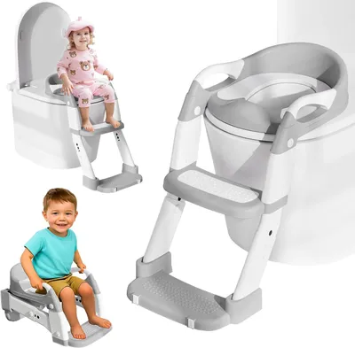 Produktbild von Kindertoilettensitz mit Treppe 3-in-1, rutschfest, verstellbar, für Kleinkinder