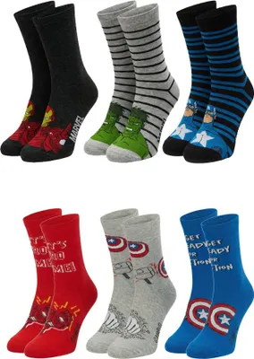 Produktbild von Avengers Iron Man Hulk Captain America Jungen Kinder Socken 6 Paar, Größe:31-34