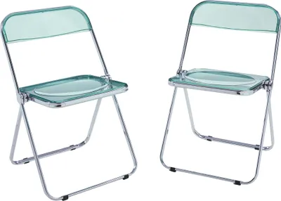 Image de Chaise pliante 'Pornainen' set de 2 pièces structure acier vert menthe, transparent