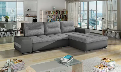 Produktbild von NABBI Ecksofa mit Zersetzung u Lagerraum Otelo P - hellgrau / grau