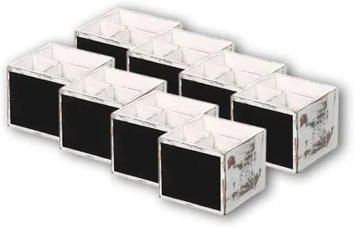 Produktbild von Kesper 66277 | Besteckbox mit Kreidetafel, 8er Pack Maße: 12 x 12 x 10 cm, Farbe: weiß