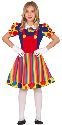 Immagine prodotto di Clown Carnevale Sartoriale Ridere Costume Arcobaleno Bambini Puntini Colorati Felice Festa Parata Divertimento Avventura Idee Costume Fantasia Creativa, Taglia: 128/134 Colore: Multicolore