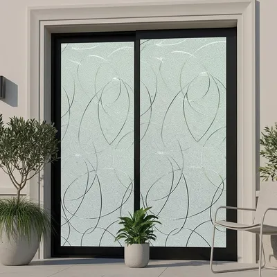 Produktbild von Verdunkelungsfolie mit Designlinien, Meterware – Elektrostatische Sichtschutzfolie – 45 cm x 2 m