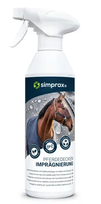 Produktbild von simprax® Pferdedecken Imprägnierung "Spray-On" – 0,5 Liter – atmungsaktiv und nachhaltig – für alle Arten von Tier- und Pferdedecken