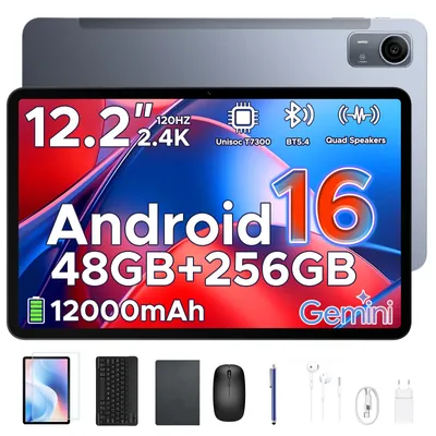 Produktbild von AP12PRO Tablet Android 16, 48GB RAM+256GB ROM (2TB TF), 12,1 Zoll 2.4K 120Hz IPS, 12000mAh  4G LTE,  Widevine L1, mit Tastatur, Stift, Maus und Hülle