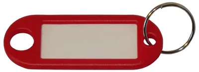 Produktbild von 100 Schlüsselanhänger / Schlüsselschilder  rot mit Ring