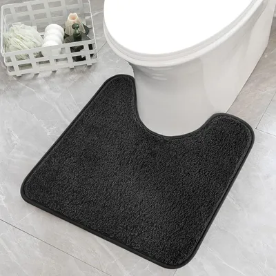 Image de Tapis de toilettes avec découpe, tapis de salle de bain, tapis lavable pour toilettes et salle de bain (50 x 40 cm)