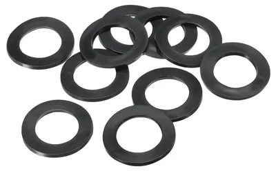 Produktbild von Flache Gummiringe, 25 mm Innendurchmesser, 39 mm Außendurchmesser, 2,5 mm dick, schwarz.