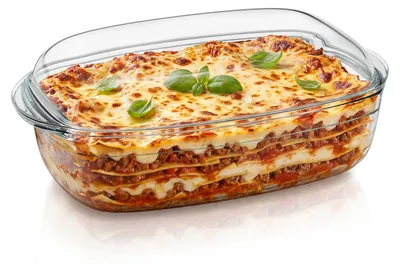 Produktbild von Arendo Auflaufform Borosilikatglas 4500 ml mit Glasdeckel, rechteckige Ofenform, hitzebeständig bis 400 °C, mikrowellengeeignet, spülmaschinenfest, Handgriffe, transparent