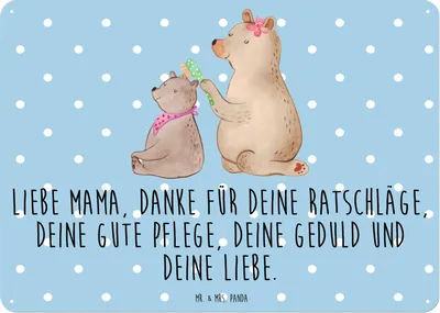Produktbild von Mr. & Mrs. Panda tafel Bär Kind DIN A3 - Blau Pastell - Geschenk, Wandbild, Muttertag, Dekoschild, Schild, Blechtafel, Mama, Metallschild, Mom, Mami, Mutter
