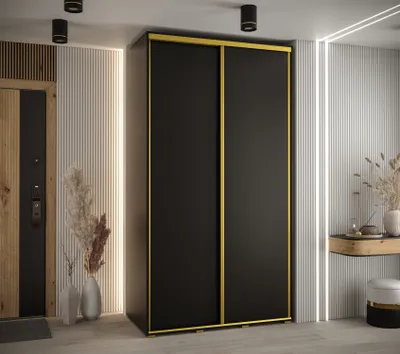 Obrázek produktu pro Šatní skříň YVONA 1 - 140/60 cm, černá / zlatá