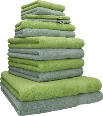 Produktbild von Betz 12-tlg. Handtuch-Set PREMIUM 2 Duschtücher 4 Handtücher 2 Gästetücher 2 Seiftücher 2 Waschhandschuhe  Farbe: heugrün / avocadogrün