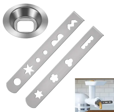 Spritzgebäckaufsatz für Fleischwolf, 3 Stück, Edelstahl, 9 Formen
