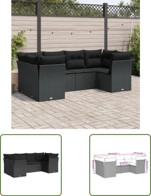 Produktbild von The Living Store 6-tlg. Garten-Sofagarnitur mit Kissen Schwarz Poly Rattan
