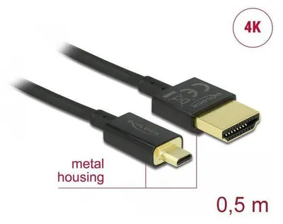 Produktbild von HDMI High Speed mit Ethernet, Micro-D auf A, 4K, 3D, 0,5m, schwarz