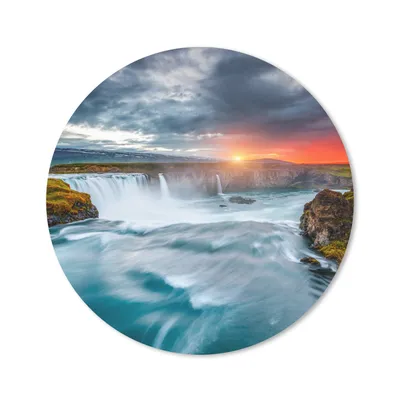 Produktbild von MuchoWow® Mauspad Mousepad Wasserfall - Sonnenuntergang - Natur - Wasser 40x40 cm - Mousepads - Maus Mat - Pad - Mausunterlage - Schreibtisch Accessoires