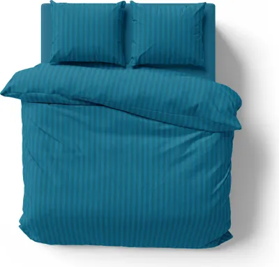Produktbild von Bettwäsche-Set 200x200 cm Gestreift Petrol Mikrofaser Damast