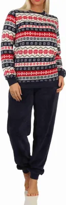 Produktbild von Toller Damen Schlafanzug Pyjama langarm im Norwegerlook aus  - 202 201 267 959 ; rot , 44