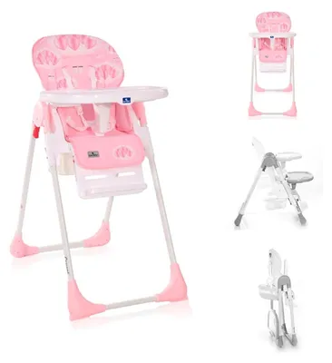Produktbild von Lorelli Kinderhochstuhl Cryspi Rückenlehne verstellbar, faltbar, 5-Punkt-Gurt rosa
