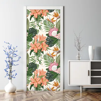 Produktbild von Dekorative Türaufkleber selbstklebend Klebefolie Aufkleber Tropische Pflanzen 85 x 200 cm
