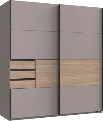 Productafbeelding van Schuifdeurkast Saigon met lades, 180x65x198 cm, kleur naar keuze, Sahara grijs
