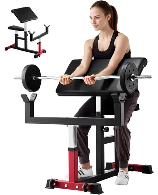 Produktbild von Preacher Curlbank Bizepsmaschine für Krafttraining, (Max. Belastung 200 kg) Heim-Fitnessgerät, Bizepsstation für Langhantel und Kurzhanteln im Sitzen, verstellbare Hantelbänke