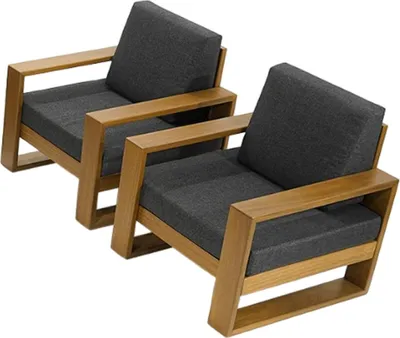 Immagine prodotto di Set di poltrone grigio scuro Mobili da giardino Sedute imbottite 2 pezzi