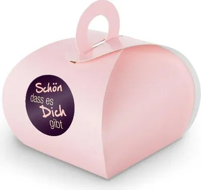 Produktbild von SET Schön dass es dich gibt (Motiv7) 24xGeschenkschachtel mit Griff rosa+ Sticke