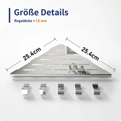 Image de Étagère de douche en acier inoxydable 304, de 25,4 cm, pour murs carrelés