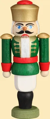 Produktbild von Christbaumschmuck König grün (9cm) Nussknacker von Seiffener Volkskunst