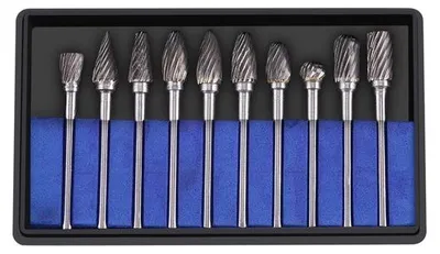 Productafbeelding van Tungstencarbide freesset, 10-delig, voor hout en metaal, professioneel, voor polijsten en zagen