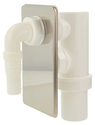 Produktbild von tecuro UP-Siphon Geruchsverschluss für Geräte, mit Abdeckplatte Edelstahl & Schlauchtülle
