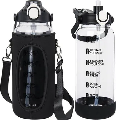 Productafbeelding van 1.5L Glazen Waterfles met Rietje en Fruitinfuser