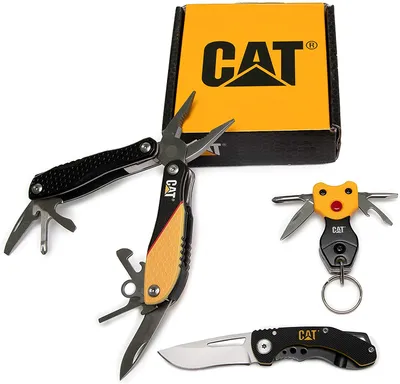 Produktbild von Caterpillar Multitool BOX 3er Set mit 12 in 1 Multi-Tool, Klappmesser und LED Schlüsselanhänger