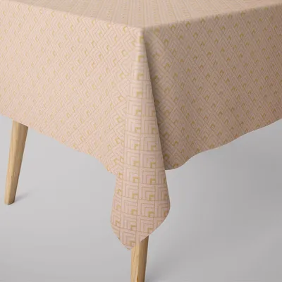 Produktbild von SCHÖNER LEBEN. Tischdecke Art Deco Metallic Rauten rosa gold Größe 130x260cm