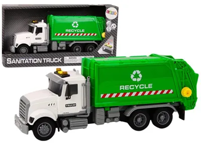 Image de Camion poubelle, poubelles, lumières, sons, motorisation Blanc et vert