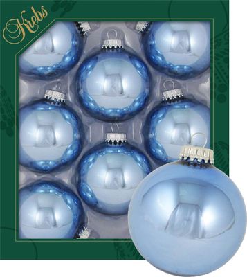 Krebs Glas Lauscha Uni Kugeln Gletscherblau - Kugeln zum Anhängen - 8 Stück - 7cm - 70160