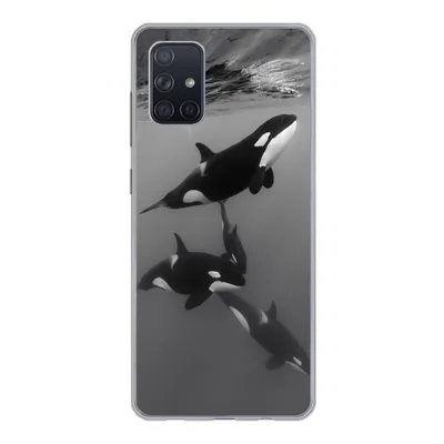 Produktbild von MuchoWow® Handyhülle Schutzhülle Hülle für Samsung Galaxy A51 5G Orca - Wasser - Schwarz - Weiß Silikon Softcase Handy Hülle - Abbildung