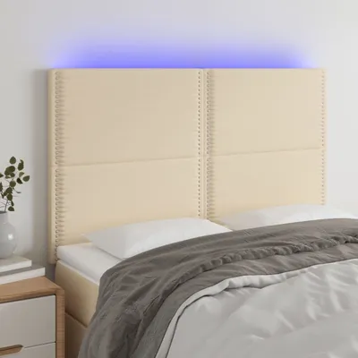 Produktbild von Design Möbel LED Kopfteil Creme 144x5x118/128 cm Stoff - 2024 Neu
