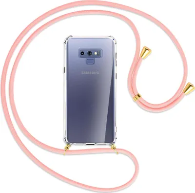 Produktbild von Handykette Backcover-Schutzhülle mit Band (Metall goldfarben) für Samsung Galaxy Note 9 - rosa