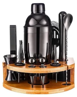 Produktbild von Cocktailshaker-Set mit Ständer, 750 ml, 12-teiliges Profi-Set zum Mixen von Cocktails, Geschenkidee für Männer, Väter, Frauen und Cocktail-Liebhaber, Barkeeper-Set für die Hausbar und Partys