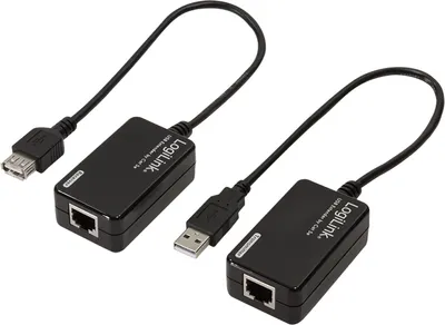Produktbild von LogiLink Line Extender USB via CAT5/6, Schwarz, 0,3 m